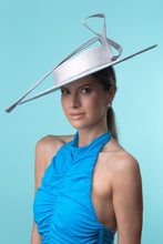 Load image into Gallery viewer, Blue Boater with Silver Flecks  By Felicity Northeast Millinery