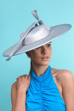 Load image into Gallery viewer, Blue Boater with Silver Flecks  By Felicity Northeast Millinery