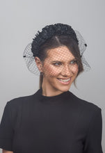 Load image into Gallery viewer, Braid Headband with Removable Veil in Black by Felicity Northeast Millinery