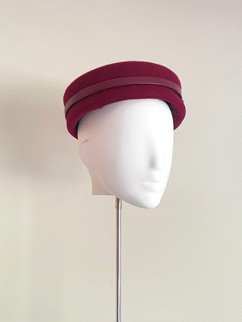 Burgundy Felt Pillbox