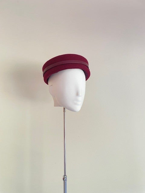 Burgundy Felt Pillbox