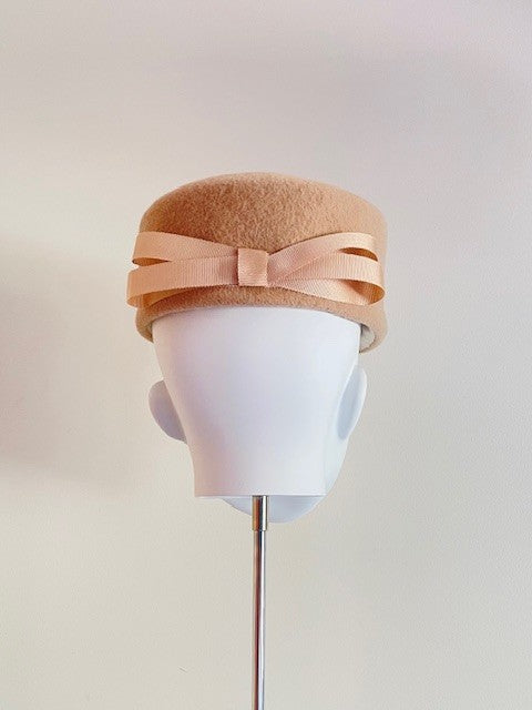Caramel Felt Pillbox with Bow