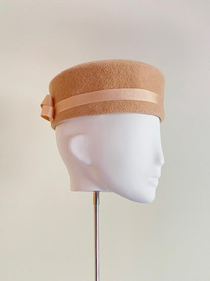 Caramel Felt Pillbox with Bow