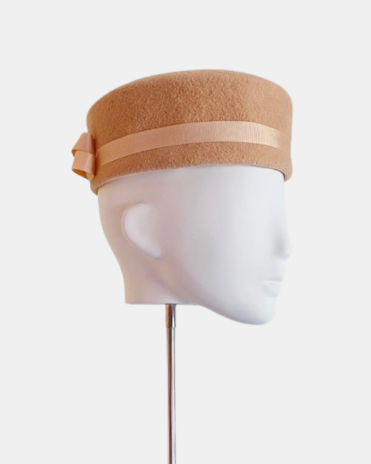 Caramel Felt Pillbox with Bow