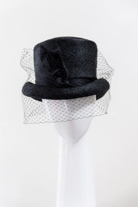 Classic Black  Veiled Top Hat  Felicity Northeast Millinery