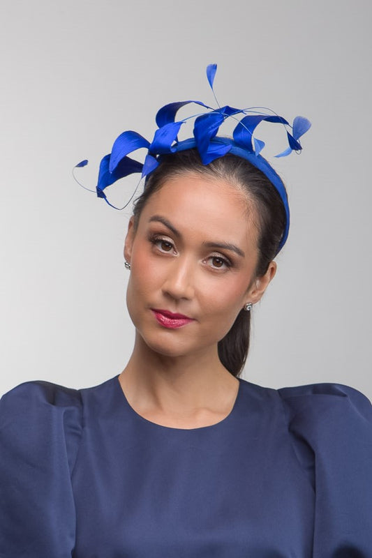 Cobalt Blue  Floating Leaf  Headband by Felicity Northeast Millinery