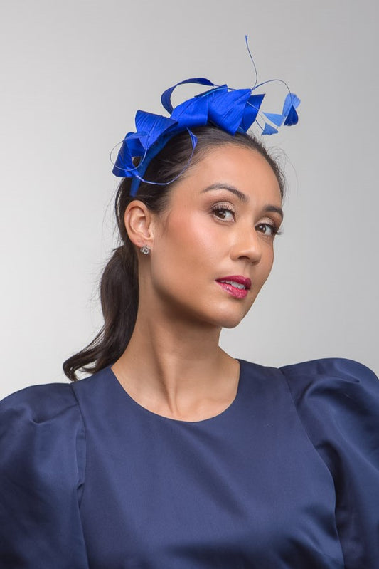 Cobalt Blue  Floating Leaf  Headband by Felicity Northeast Millinery