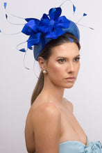 Load image into Gallery viewer, Cobalt Blue Halo Headband with Silk Flowers by Felicity Northeast Millinery