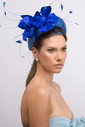 Cobalt Blue Halo Headband with Silk Flowers by Felicity Northeast Millinery