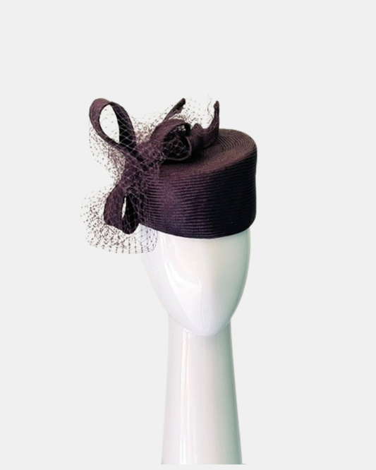 Deep Purple Pillbox with Side Bow