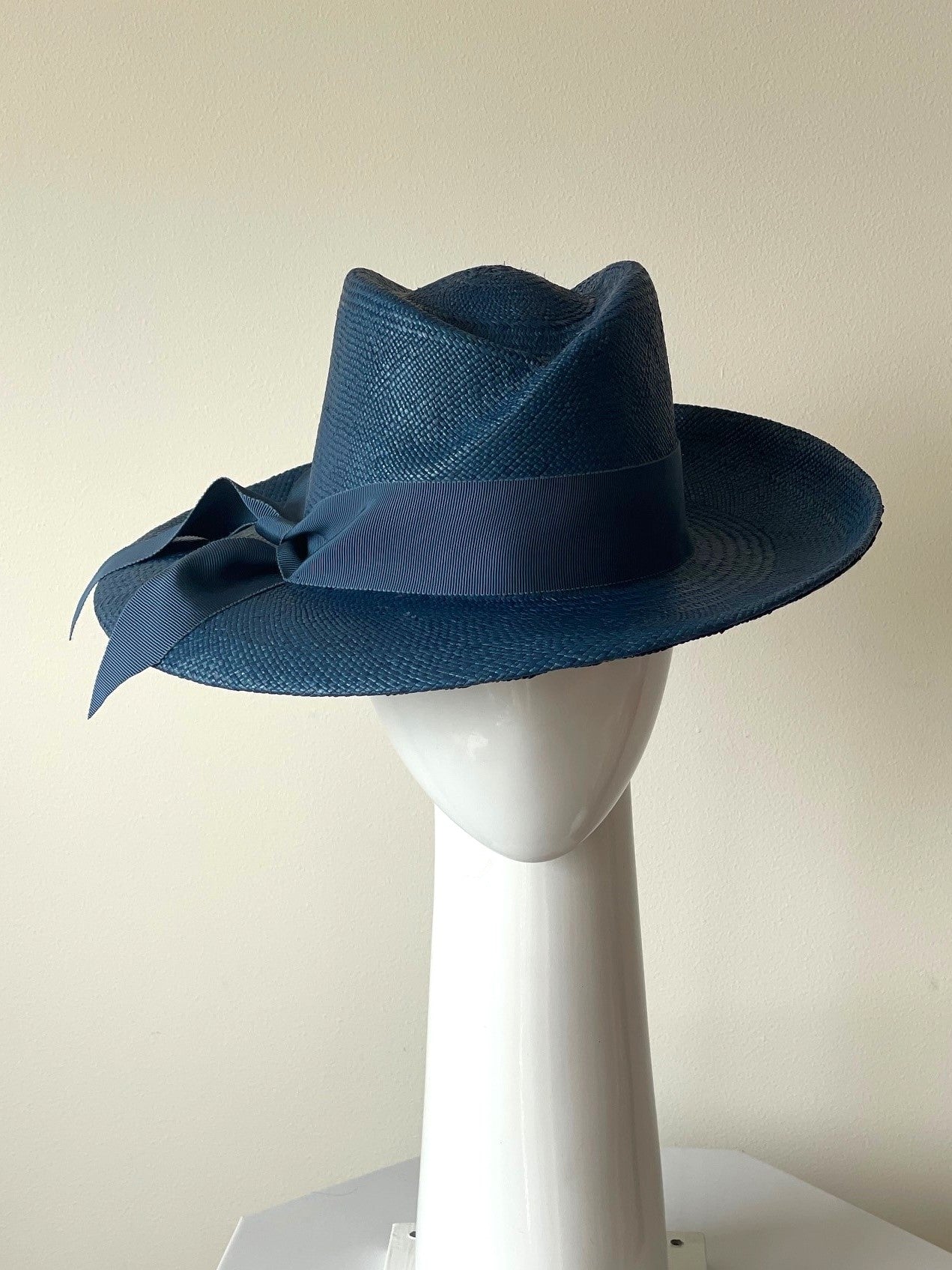 Denim Blue Panama Fedora by Felicity Northeast Millinery