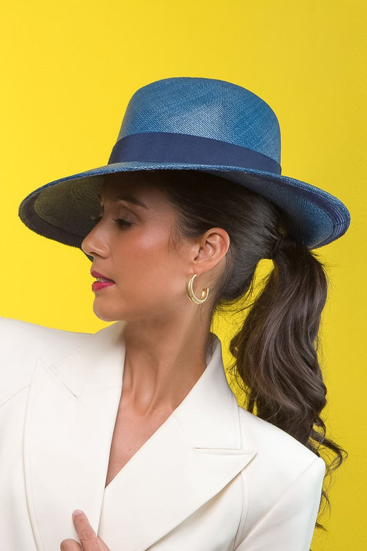 Denim Blue Panama Hat by Felicity Northeast Millinery (2)