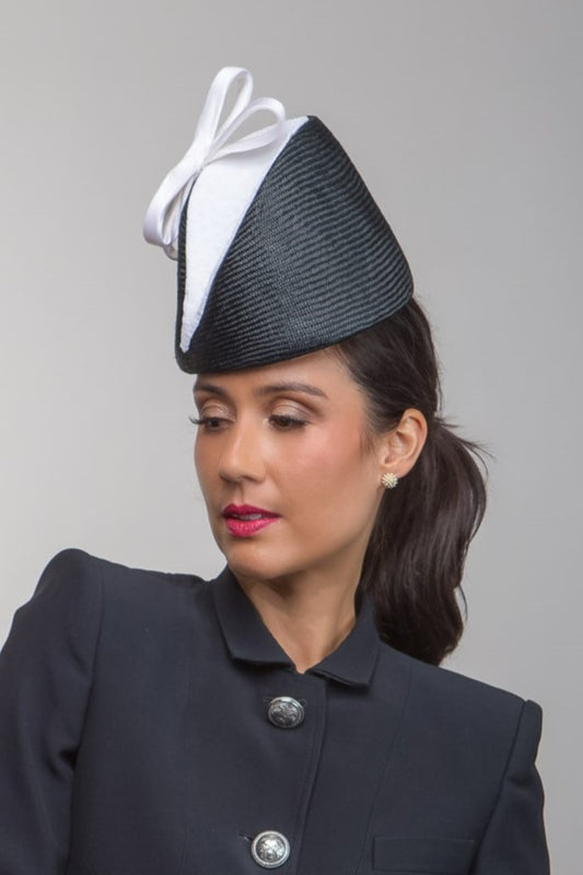 Black and White  Modern Fez by Felicity Northeast Millinery
