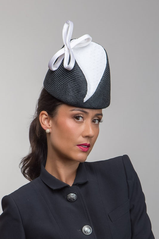Black and White  Modern Fez by Felicity Northeast Millinery