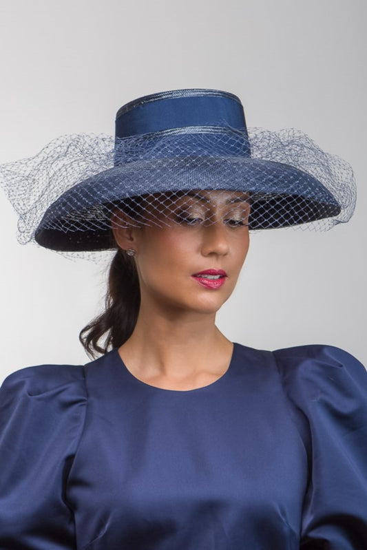 Dior Styled Wide Brimmed Navy Hat
