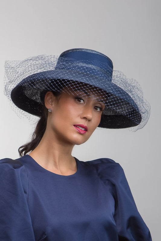 Dior Styled Wide Brimmed Navy Hat