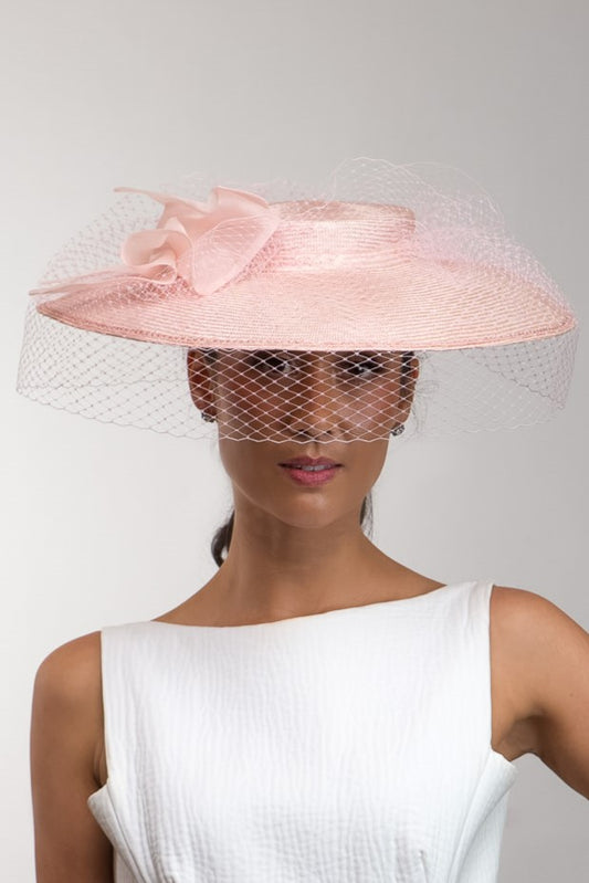 Dior Styled Veiled Pale Pink  Hat  By Felicity Northeast Millinery