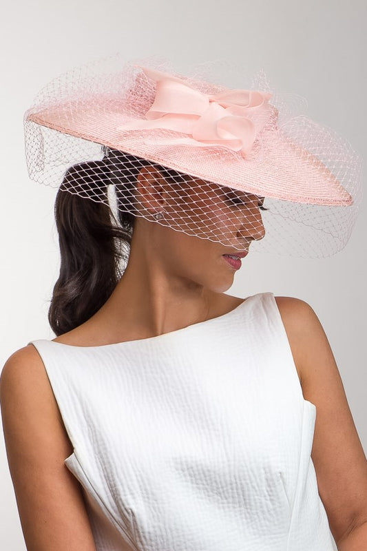 Dior Styled Veiled Pale Pink  Hat  By Felicity Northeast Millinery