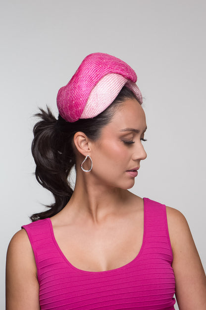 Double Pink Curved Bandeau by Felicity Northeast Millinery