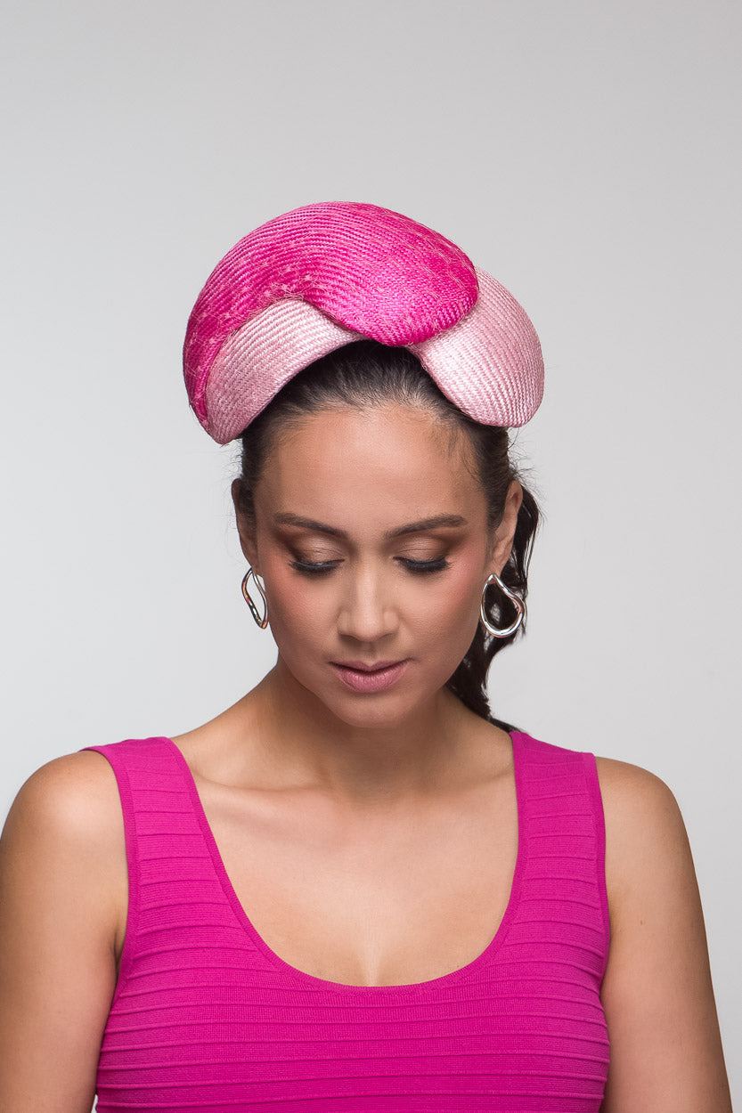 Double Pink Curved Bandeau by Felicity Northeast Millinery