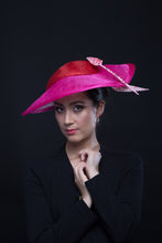 Load image into Gallery viewer, Wide Brimmed Hat in Pinks with Feathers