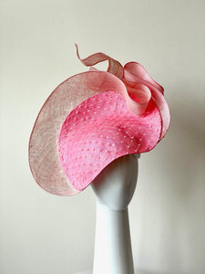 Platter Hat in Soft Pinks with Waves