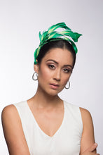 Load image into Gallery viewer, The Floating Two-Toned Green Feathered Headband features sweeping feathers in grass green which are inlaid with soft lime green highlights.