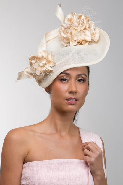 Floral Cream Platter Hat 
