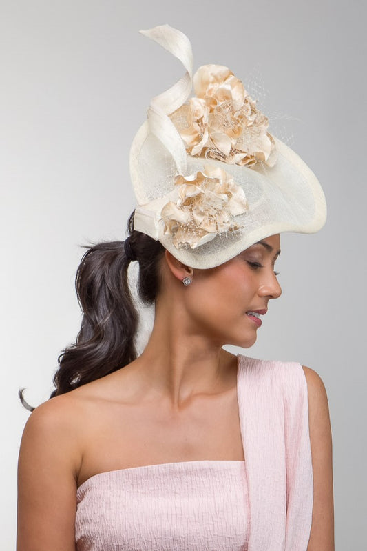 Floral Cream Platter Hat