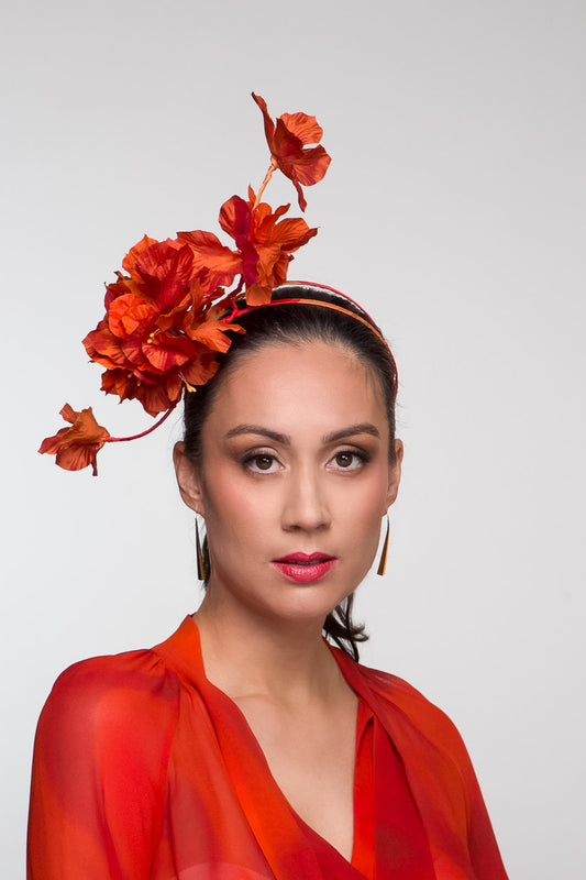 Floral Vine in Shades of Orange by Felicity Northeast Millinery