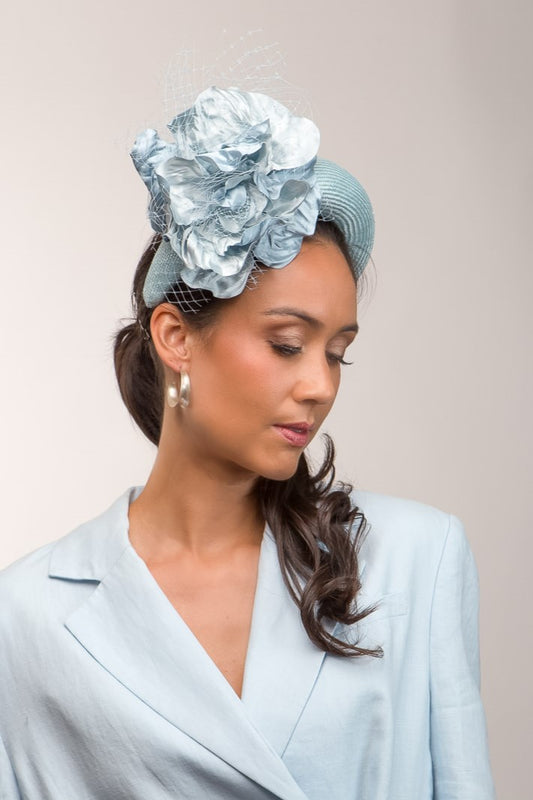 Floral Pale Blue Halo Headband by Felicity Northeast Millinery