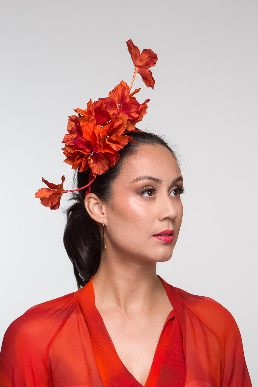 Floral Vine in Shades of Orange by Felicity Northeast Millinery