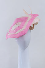 Load image into Gallery viewer, Geometric Braid Platter Hat in Pink and Cream by Felicity Northeast Millinery