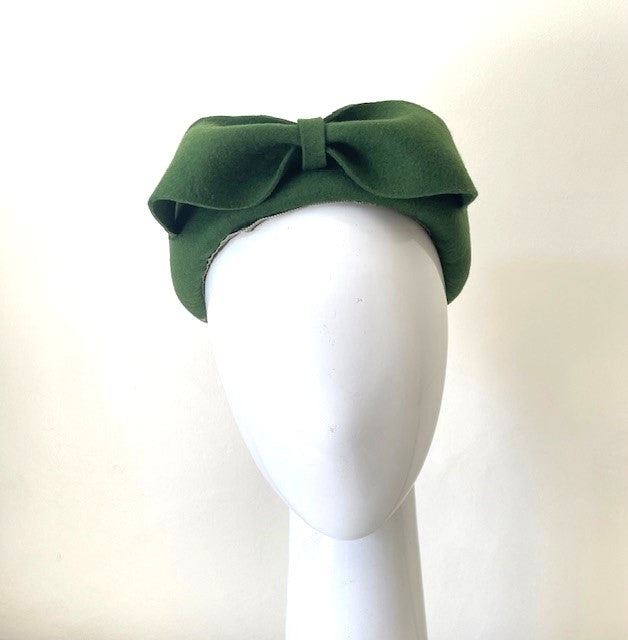 Green Felt Pillbox with Bow