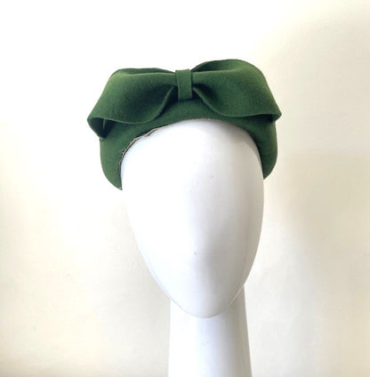 Green Felt Pillbox with Bow