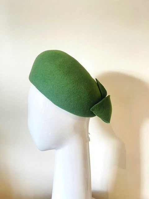 Green Felt Pillbox with Bow