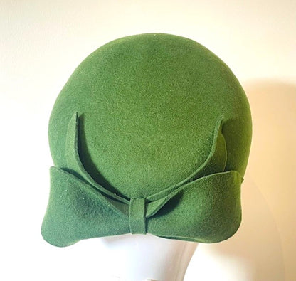 Green Felt Pillbox with Bow