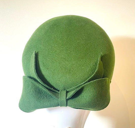 Green Felt Pillbox with Bow