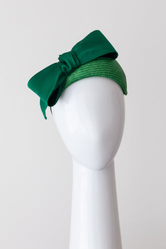 Green Silk Bow Bandeau by Felicity Northeast Millinery