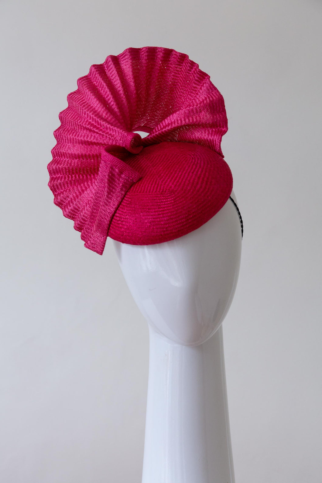 Hot Pink Button Hat with Pleated Trim