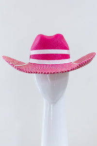 Hot Pink and Cream Cow Girl Hat  By Felicity Northeast Millinery