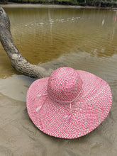 Load image into Gallery viewer, Hot Pink and Natural Straw Sunhat