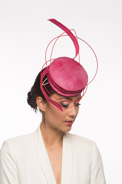 Hot Pink and Red Sculptured Hat by Felicity Northeast Millinery