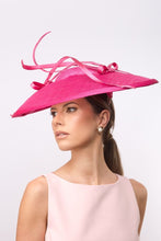 Load image into Gallery viewer, Hot Pink Oval Platter Hat with Silk Cascading Trim by Felicity Northeast Millinery