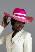 Load image into Gallery viewer, Hot Pink and Cream Cow Girl Hat  By Felicity Northeast Millinery
