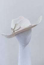 Load image into Gallery viewer, Ivory Cowgirl Hat with Diamante Bow By Felicity Northeast Millinery