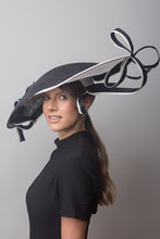 Load image into Gallery viewer, Monochrome Wide Brimmed Striking Platter Hat by Felicity Northeast Millinery