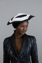Load image into Gallery viewer, Monochrome Geometric Platter with Pom Poms by Felicity Northeast Millinery