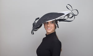 Monochrome Wide Brimmed Striking Platter Hat by Felicity Northeast Millinery
