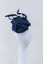 Load image into Gallery viewer, Navy Cocktail Button with Sweeping Braid Trim by Felicity Northeast Millinery